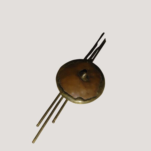 Vintage Copper Brass Brooch Steampunk Abstract Circular Design Artist Abstract - Picture 2 of 11